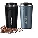 2 Pezzi Tazza per Caffe da Viaggio, 380ml Tazza Termica per caffè isolata, Bottiglia di Acciaio Inossidabile Thermos da Viaggio per caffè Caldo e Freddo, Latte e tè (Nero & Blu)
