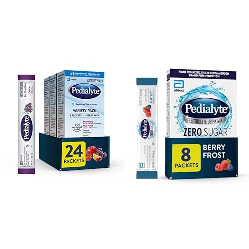 Pedialyte Electrolyte Powder Bundle - Variety Pack (Grape, Strawberry Lemonade,