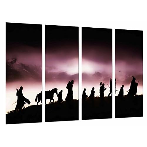 Cuadro Fotográfico Señor de los anillos, Personajes, Silueta Tamaño total: 131 x 62 cm XXL