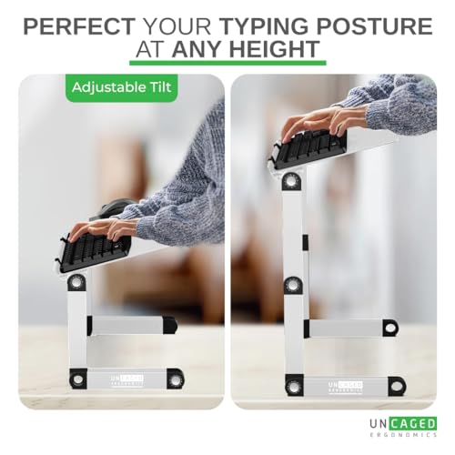 Uncaged Ergonomics Adjustable Keyboard Tray, Silver, Keyboard Tray, Ergonomic, Wrist Support, Portable, Universal, Aluminum by Uncaged Ergonomics - Image 2