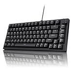 AJAZZ AK820 Wired Mechanical Keyboard, 75% QWERTY Layout 82-Key Hot-Swappable Gaming Keyboard with Volume Control Knob, PBT Keycaps, Red Switches, White North-Facing LED Lighting Effect, Black