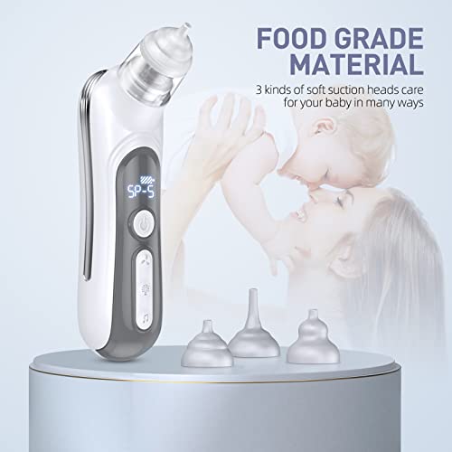 Electric Nasal Aspirator For Baby, Baby Nose Sucker For Toddlers - Rechargeable, With 3 Silicone Heads, 5-Gear Adjustable Suction, Booger Sucker For Babies With Music And Light Soothing Function #TOP4