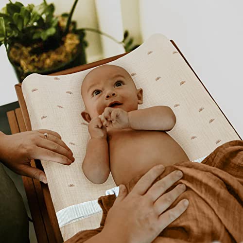 Muslin Changing Pad Cover For Baby Girls Boys,100% Cotton Natural Comfort Diaper Change Table Pad Covers, Ultra Soft Breathable Boho Changing Pad Sheets, 2Pack (Sunshine & Brown) #TOP5