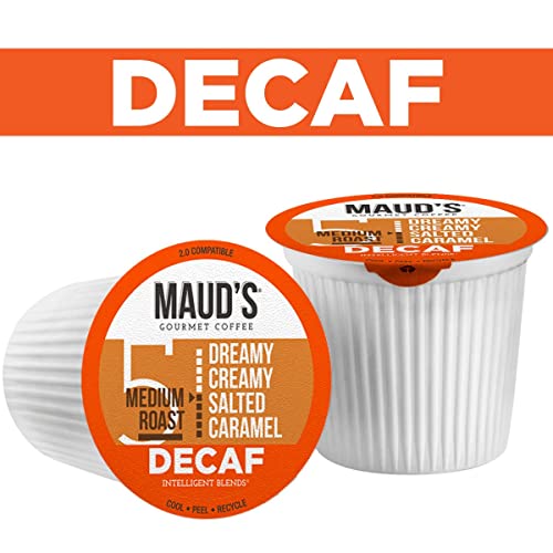 Maud's Decaf Salted Caramel Coffee (Dreamy Creamy Caramel), 24Ct. Solar Energy Produced Recyclable Single Serve Decaf Caramel Coffee Pods – 100% Arabica Coffee California Roasted, Kcup Compatible #TOP1
