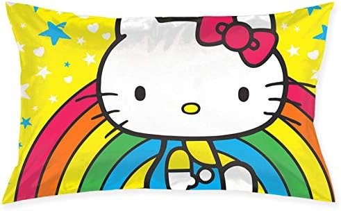 TRJETIFE Rainbow Cat Girls Reversible Pillowcase Standard Kids Pillow Cover Soft Microfiber, Breathable and Hypoallergenic Living Room Decorative Case Set 20 X 30 Inch (1 Piece Pillow Case Only)