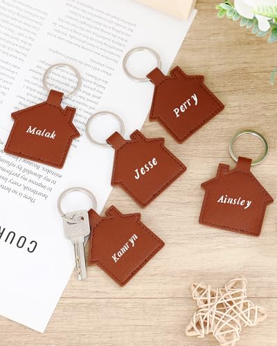 Image of Home Keychain Bulk PU House Shaped Keychain New Home House Warming Gifts for Real Estate Family