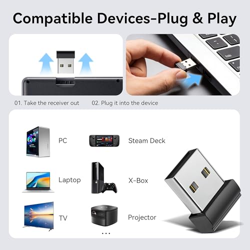Miritz K809 Mini Wireless Keyboard with Touchpad, 2.4G + Bluetooth Daul Mode. Aluminum Frame, Rechargeable and Compatble with iPad, Mac, Wndows & Android. Ideal for Tavel Office and Home Use (Black). by Miritz - Image 7