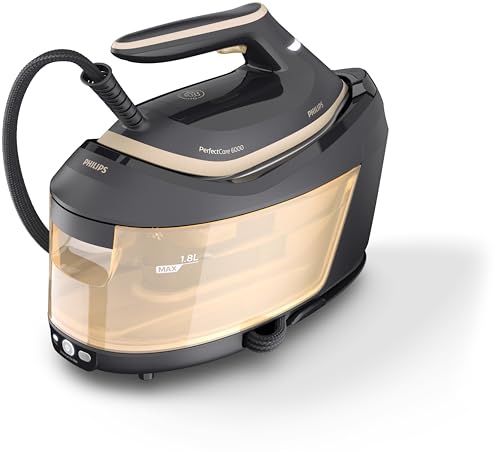 Philips Steam Generator Iron PerfectCare 6000 Series - 2400W, 130g/min Continuous Steam, 1.8L, OptimalTEMP Technology, Black/Gold - PSG6064/86