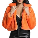 Womens Cropped Faux Fur Coat Fuzzy Fluffy Cozy Fake Fur Jackets Fashion Long Sleeve Warm Winter Coats Outerwears