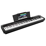 STRICH Digital Piano 88 Key Full Size Weighted Keyboard, Hammer-Action Portable Electric Piano For Beginner Adults, Bundle With Sustain Pedal, Piano Stickers, Music Rest, Black, SDP-P7