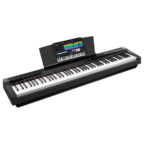 STRICH Digital Piano 88 Key Full Size Weighted Keyboard, Hammer-Action Portable Electric Piano For Beginner Adults, Bundle With Sustain Pedal, Piano Stickers, Music Rest, Black, SDP-P7