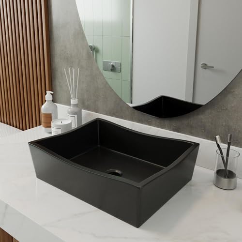 Cuba Pia para Banheiro Retangular Atena Preto Fosco