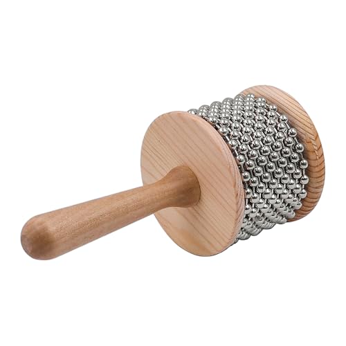 CENPEK Hochwertiges Cabasa-Percussion-Musikinstrument aus Holz mit Metallperlenkette