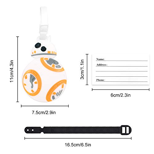 Finex 4 Pcs Set Star Wars Kylo Ren BB8 Stormtrooper R2D2 Silicone Travel Luggage Baggage Identification Labels ID Tag for Bag Suitcase Plane Cruise Ships with Belt Strap - Thumbnail 6
