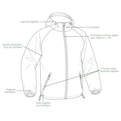 Veste courte lightshell rain protect coupe-vent imperméable légère vert olive - 3