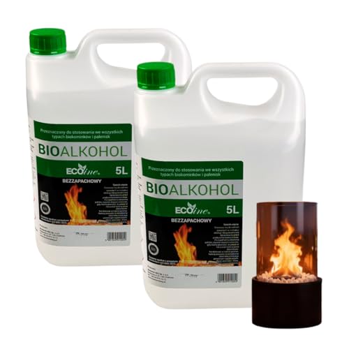 10 Liter Bioethanol ohne Geruch (2 x 5L Kanister) | Biobrennstoff für Bioethanol-Kamine, für Ethanol-Kamin, Tischkamin Indoor/Outdoor – Rauchfrei &...