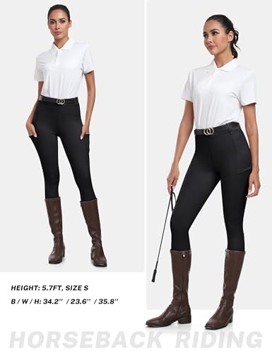 MoFiz Women\'s Silicone Full Seat Horse Riding Pants Zipper Pockets Equestrian Breeches Riding Tights Dark Gray M