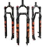 UPPVTE 27,5/29in MTB Luft-Federgabel,9mm Schnellspanner Ultraleichte Aluminiumlegierung 100mm Reise Mit Rebound-Einstellung Fahrradgabeln (Color : Black orange, Size : 29inch)