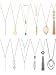 Hicarer 12 Pieces Long Pendant Necklace Set Y Tassel Leaf Circle Bar Necklace for Women (Tassel)