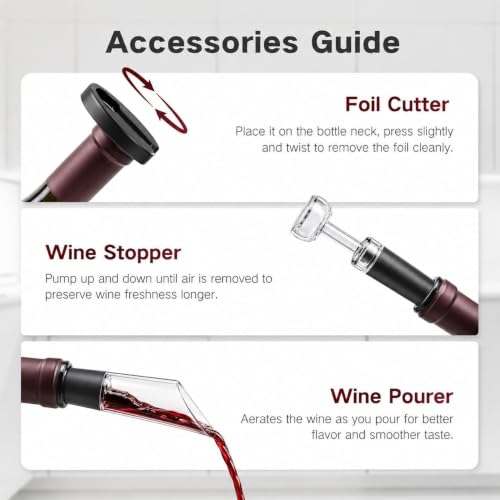 Image of PEIPU Electric Wine Opener Set, Battery Operated 5-in-1 Wine Gifts for Wine Lovers with Storage Base, Foil Cutter, Wine Aerator Pourer & Vacuum Stoppers, Dark Grey