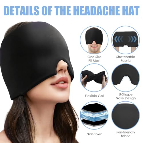 Fascia Per Mal Di Testa E Emicrania 360º, Ghiaccio Gel Riutilizzabile, Maschera Per Emicrania Rinfrescante Per Mal Di Testa, Occhi Gonfi, Sinusite E Tensione Nervosa, Aiuto Per Addormentarsi - 3