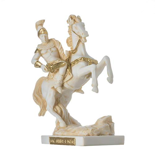 Estatua Alexander El Grande en su caballo Bucephalus oro 18 cm miniatura 2