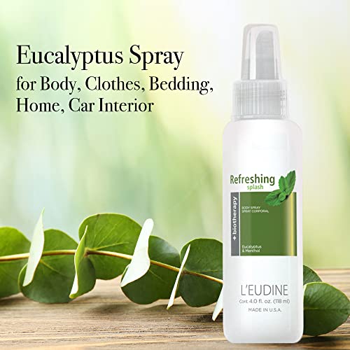 L’eudine Refreshing Splash - Air Freshener Spray – 4Fl Oz, Eucalyptus Spray For Body, Clothes, Bedding, Home, Car Interior – Great For Blocked Airways, Nasal Congestion – Pleasant Menthol Notes #TOP1
