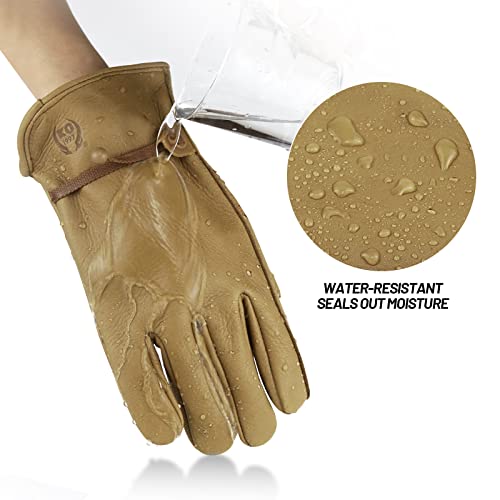 Kkoying Leather Work Gloves Waterproof Gardening Gloves For Men & Women Tough Cowhide Work Gloves With Adjustable Wrist (Large) #TOP3