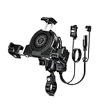 Motorcycle Phone Holder with Wireless Charger - Fast Charging Mobile Stand for Motorbike Handlebar, USB Compatible(Rear View Mirror)