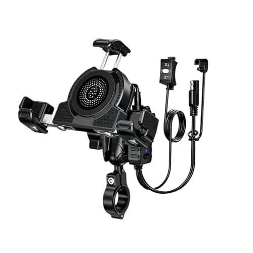 Motorcycle Phone Holder with Wireless Charger - Fast Charging Mobile Stand for Motorbike Handlebar, USB Compatible(Rear View Mirror)