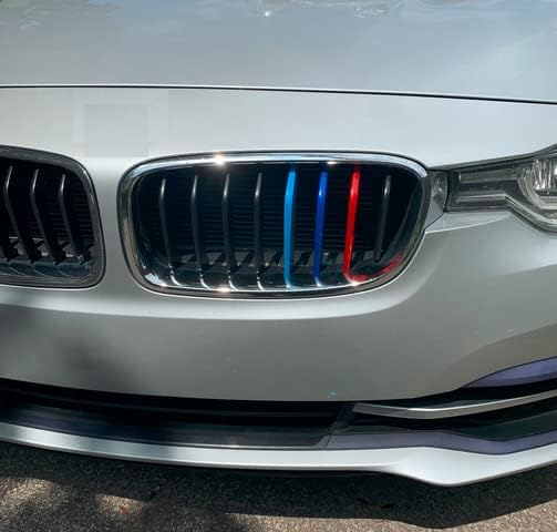 BizTechClip In Grille Inserts Compatible with BMW Series 3 2013-2017 F30 8 Beams Stats Bars Bonnet Hood Kidney Sport Stripes Cover