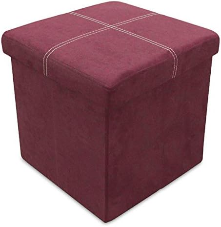 Storeasy ® Aubergine Faux Suede Folding Storage Ottoman – Large Single Seat