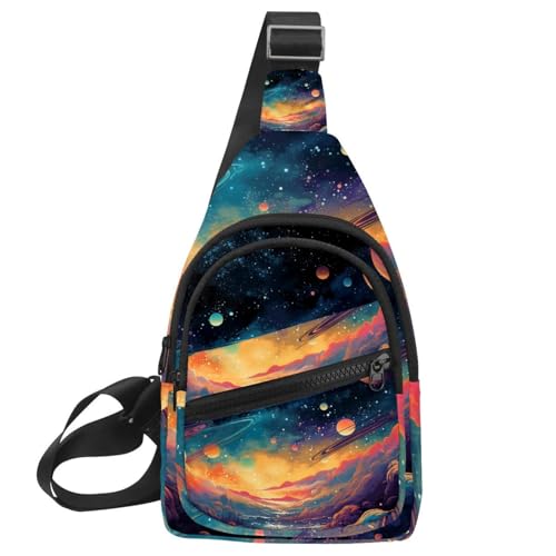 Sac à dos à bandoulière Galactic Star multicolore taille unique pour sport et randonnée