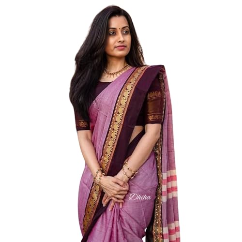 Image of Narayanpet Pure Cotton Avani Border Saree for Women with Running Blouse | Tassels | Traditional Woven Solid Design | Handloom Weave