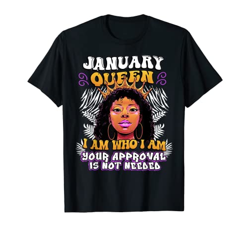 Cumpleaños africano negro niña afro cumpleaños reina enero Camiseta