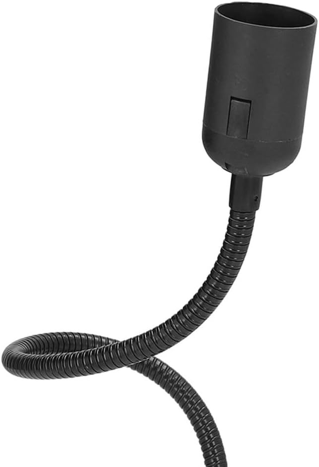 E26 E27 Clip Lamp Holder with Switch,19.7 in Flexible Gooseneck Desk Lamp Socket,Black Clip-On Bulb Holder for Bedroom Dorm Office