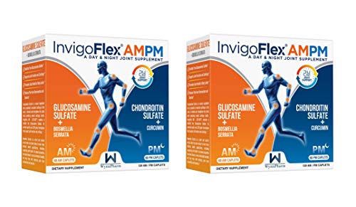 Glucosamine & Chondroitin Sulfate - Turmeric Curcumin - Boswellia Serrata (Non GMO) 24 - Hour Premium Joint Pain Relief Supplement with by InvigoFlexÂ® AMPM - 2 Pack
