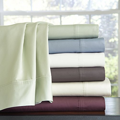 Pointehaven 400 Thread Count Deep Pocket 100-Percent Pima Cotton Sheet Set, Queen, Sage #TOP2