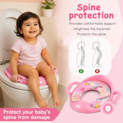 Image of Mommers Kids Toilet Training Seat 1-5 Years Baby Potty Seat with Soft Cushion I Splash Guard I Easy to Clean Seat Cover for Kids