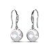 Cate & Chloe Betty 18k White Gold-Plated Pearl Drop Earrings | Freshwater Pearl Earrings with Crystals | Dangle Jewelry for Women | Romantic Gifting for Her on Valentine’s Day, Birthdays, Anniversary