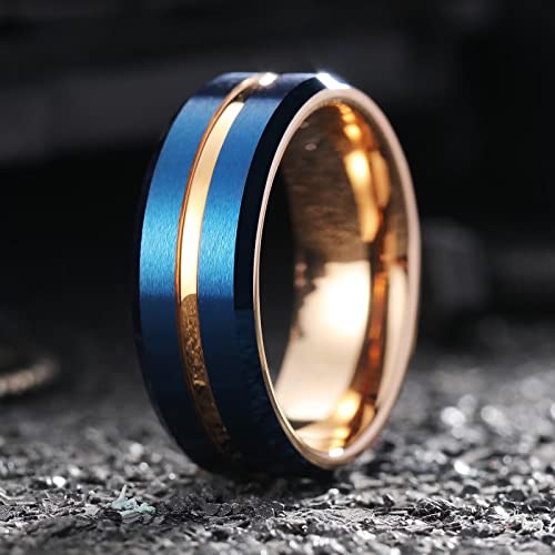 Image of King Will Tungsten Carbide Wedding Band for Men Women-6 /8 /10mm Width Multicolor Available with Grooved Center Wedding Ring Suitable for Work, Gym Comfort Fit Size 4-16