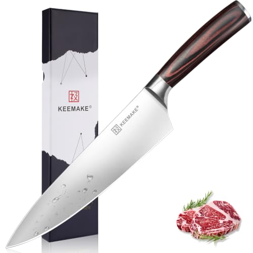 KEEMAKE Chef Knife 8 inch Japanese Kitchen Knife with German High Carbon Stainless Steel 1.4116 Gyuto Knives with Ergonomic Pakkawood Handle Knives for Kitchen