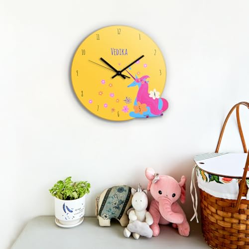 Image of Zooboo Personalized Analog Wall Clock, Custom Name Acrylic Silent Quartz Movement Wall Clock with Sleek Modern Design, Ideal for Birthdays (Design - Magical Unicorn), 30x30 cm, Multicolor