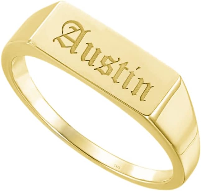 Custom Old English Name Band Ring 925 Sterling Silver Personalized Gothic Nameplate Rings