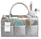 PUTSKA Cesta organizadora para bebé - Organizador de pañales para cambiador, esenciales para recién nacidos, regalos de baby shower y lista de nacimiento, ideal para niño o niña