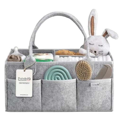 PUTSKA Baby Diaper Caddy Organizer Nursery Basket - A Baby basket gift registry for baby shower list. This is a baby must haves essentials. Neutral baby stuff for newborn boy nursery decor or girl