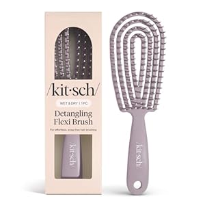 Kitsch Hair Brush Detangler – Flexi Flow Hair Brush for Women, Men & Kids | Detangling Brushes for Curly Hair with Bendable Frame, Bounce Curl Defining Brush for Wet or Dry Strands – Soft Violet