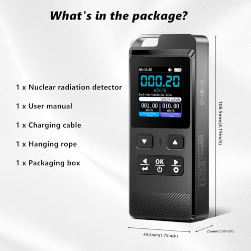 Geiger Counter Nuclear Radiation Detector Portable Radiation Meter Gamma X-ray Rechargeable Dosimeter Radiation Detector Radiation Monitor Meter with IPS Display 5 Dosage Units Switched with USB