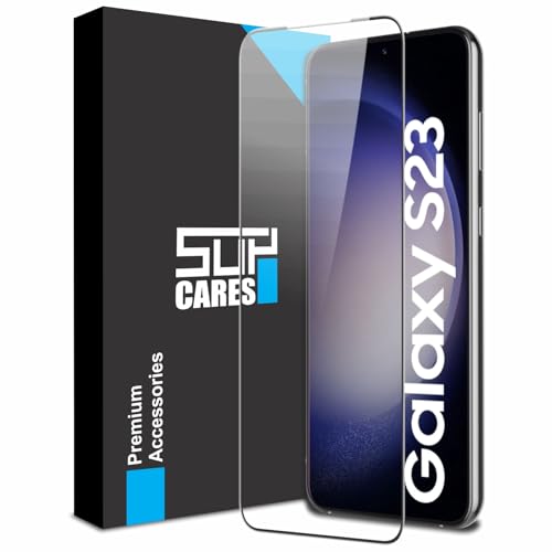 Image of SupCares Tempered Glass for Samsung Galaxy S23 (6.1 Inch) With Installation Kit | Military-Grade Gorilla Screen Protector | Edge to Edge Coverage | Black