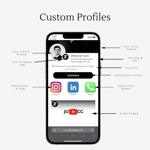 Image of Digital Business Card - Smart NFC Contact and Networking Card (Black) (White)